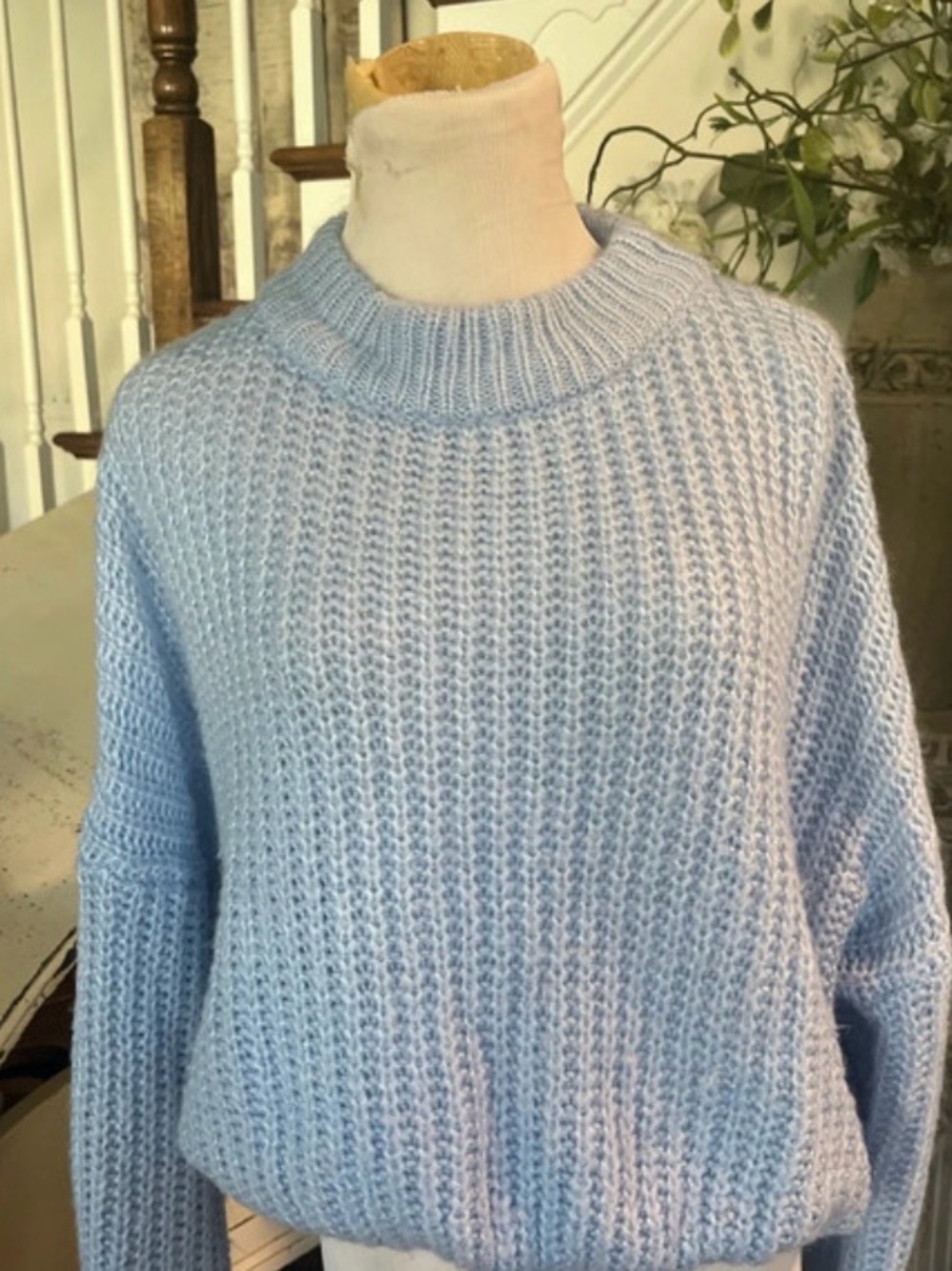 Simplee Apparel Light Blue Chunky Knit Turtleneck Sweater
